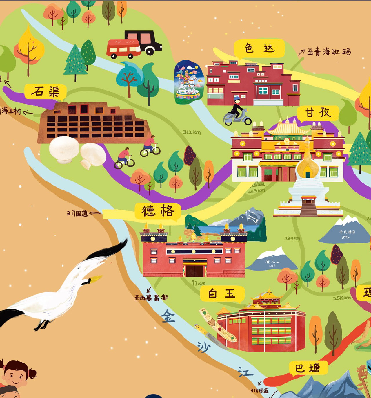 科尔沁右翼前手绘地图景区的文化宝库
